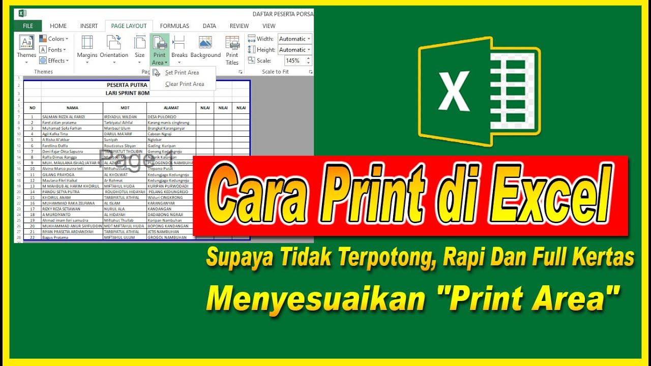 Cara Print Di Excel Supaya Tidak Terpotong, Rapi Dan Full Kertas ...