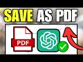 How To Save ChatGPT Conversations as PDF Document