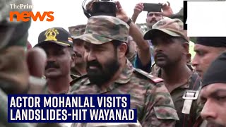 Actor \u0026 honorary Lieutenant Colonel Mohanlal visits landslide-hit Punchiri Mattam village in Wayanad