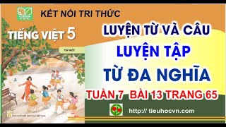 Luyện từ và câu: Từ đa nghĩa | Tiếng Việt 5 Tuần 6 bài 13 Sách Kết nối  Trang 65