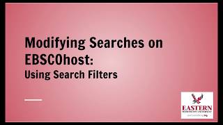 Using Search Filters on EBSCOhost