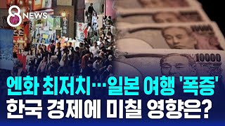 엔화 최저치, 일본 여행 '폭증'…한국 경제에 미칠 영향은? / SBS 8뉴스