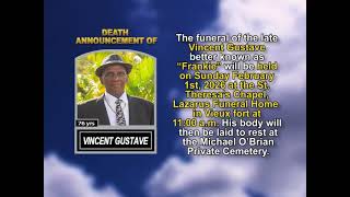 Vincent Gustave ~ Short Obituary