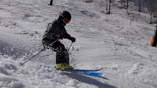 【親子スキー】センター幅100mm超えのデブ板でコブを練習する中学生【白馬五竜スキー場】HAKUBA GORYU