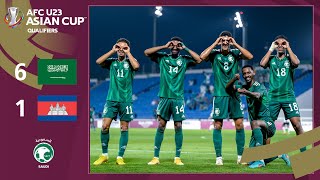 ملخص مباراة | السعودية 6 × 1 كمبوديا | تصفيات كأس آسيا تحت 23 سنة الجولة الثالثة 2023/9/12