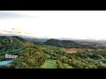 ドローン空撮【栃木県栃木市】日の出に照らさた緑の山々と田園風景 ４k