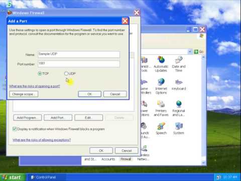 Security: Open a port in Windows XP Firewall Security: Open a port in Windows XP Firewall