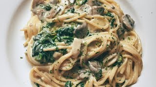 HOW TO: Quick and Easy Creamy Mushroom Spinach Pasta