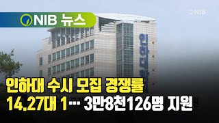 [NIB뉴스] 인하대 수시 모집 경쟁률 14.27대 1… 3만8천126명 지원