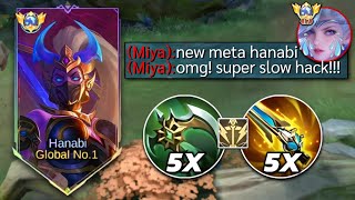 SORRY META MIYA.| HANABI SUPER SLOW BUILD.(BEST BUILD FOR 2025).| MELTING THE ENEMY TEAM 😈.