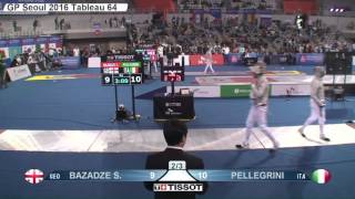 FE M S Individual Seoul GP 2016 T64 07 blue PELLEGRINI ITA vs BAZADZE GEO