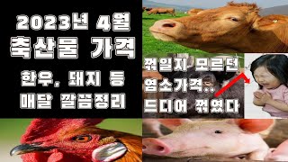 4월 축산물 가격, 도축 및 수입 실적 / 염소, 한우, 돼지, 닭, 오리, 계란, 우유 등