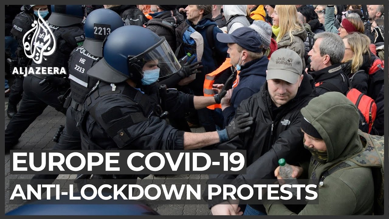 Protesters Across Europe Clash With Police Over COVID Curbs - YouTube