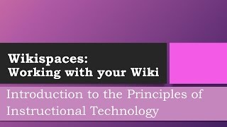 Wikispaces: Working with your Wiki