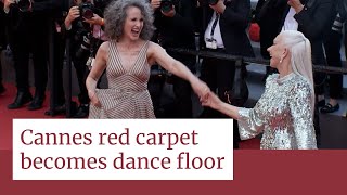 Mirren and MacDowell make the red carpet their dance floor in Cannes