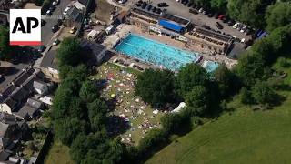 Aerial views of London under record May heat wave
