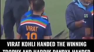 Virat kohli Handed The Winning Trophy To T Natarajan India Vs Australia 3nd t20 2020