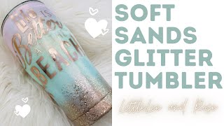 SOFT SANDS BEACH SCENE GLITTER TUMBLER