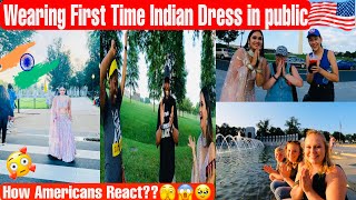 Wearing Indian Dress🇮🇳 (lehenga)in America||Watch Americans Reaction😍||so fun||Indian Vlogger