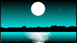 How to Draw Scenery of Moonlight Night by MS Paint, Beautifull Scenery Drawing