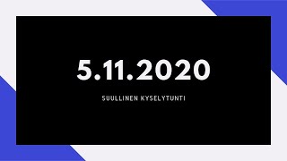 Eduskunnan täysistunto   Suullinen kyselytunti 5 marraskuuta 2020