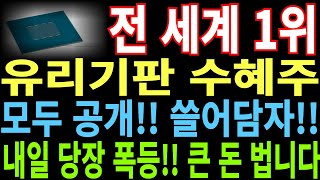 [유리기판 관련주] 전 세계 1위 유리기판 수혜주 모두 공개!! 쓸어담자!! 내일 당장 폭등!! 큰 돈 법니다 유리기판 대장주 유리기판 수혜주 주도주연구소 광수