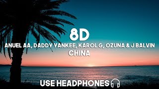 Anuel AA, Daddy Yankee, Karol G, Ozuna & J Balvin - China (8D Audio)