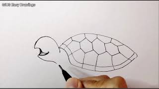 How to Draw Sea Turtle Cartoon | Easy Drawing just using Pencil #drawing #pencildrawing #seaturtle