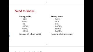 Ch. 14 - Acid & Base Overview