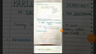 Parliamentary democracy :- Redefining Westminster model ( Major 2 + Minor course ) Sem 3rd 📖