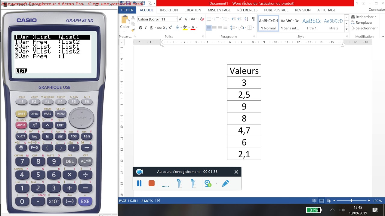 CASIO : Calculs Statistiques à Une Variable Sans Effectifs - YouTube