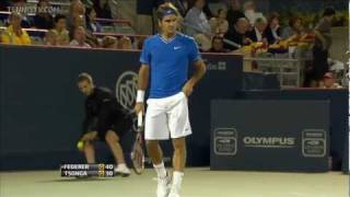 Roger Federer 4 aces in a row against Tsonga (HD)