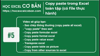 Học Excel cơ bản | #5  Copy paste trong Excel toàn tập (có file thực hành)