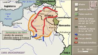 PRIMEIRA GUERRA MUNDIAL FRENTE OCIDENTAL EM PORTUGUÊS EXPLICAÇÃO E DEMONSTRAÇÃO ANIMADA EM UM MAPA