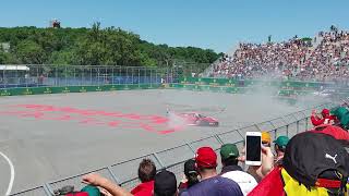 2022 Canadian GP - Ferrari Challenge driver Martin Burrowes do donuts