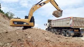 CAT320D กระบอกดำ JAPAN เจาะดินแข็งให้ดู ดั้มแรง excavator and truck EP.7256