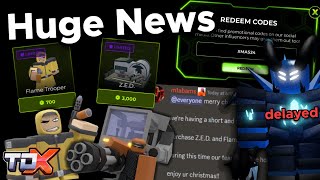 TDX New News! (New Code, Update Delayed, Xmas Sale) - Tower Defense X Roblox