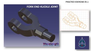 FORK END | DOUBLE EYE | KNUCKEL JOINT DESIGN | Catia V5 Part Design Exercise | Practice Exercise 5.1