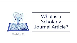 Identifying Scholarly Journal Articles