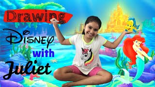 Drawing Disney with Juliet ~ How to Draw Ariel ~ The Little Mermaid