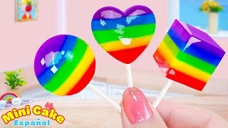 🌈 Colourful Rainbow Jelly🍉Yummy Miniature Watermelon Rainbow Jelly Decorating 💕Mini Cake Español