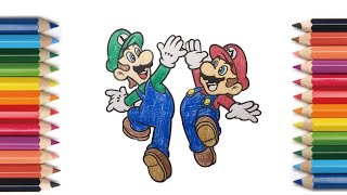 【Coloring】Mario and Luigi【塗り絵】 マリオとルイージ　【画画】马里奥和路易基   #Coloring　1027