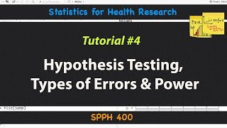 Intro to Statistics: Hypothesis Testing, Types of Errors, Power | Tutorial 4 | MarinStatsLectures
