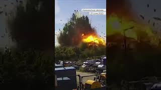 Moment missile strikes shopping centre in Ukraine