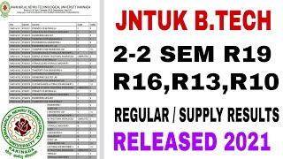 JNTUK BTECH 2-2 SEM REGULAR \u0026 SUPPLY RESULTS RELEASED |R19,R16,R13,R10