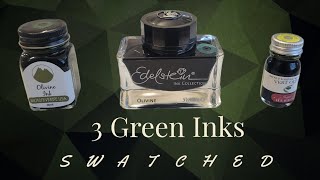 3 Green Ink Swatches! Pelikan, Herbin, Monteverde