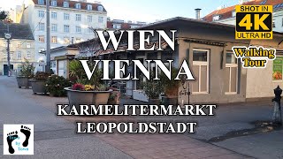 💥Leopoldstadt, Karmelitermarkt, City Walk, 4k, 60fps