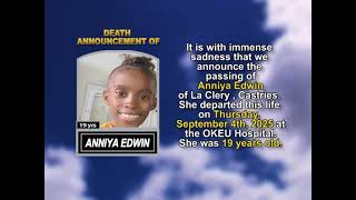 Anniya Edwin ~ Short Obituary