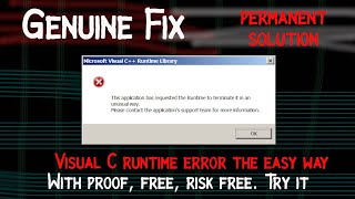 Visual c runtime error permanent fix - a simple answer