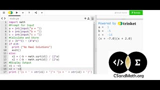 Python Day 22: Programming the Quadratic Formula and Reverse Factoring
